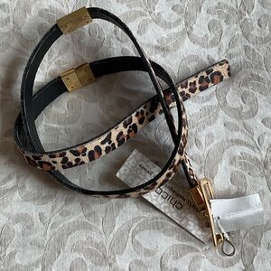 Chico's Animal Print Belt with Gold Accents